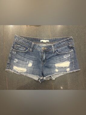 2.1 Denim faded blue cutoff shorts